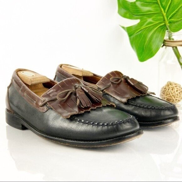 Johnston Murphy Mens Aragon Loafers Size 10.5 Brown Black Tassel Kiltie Moc Shoe - Picture 12 of 12